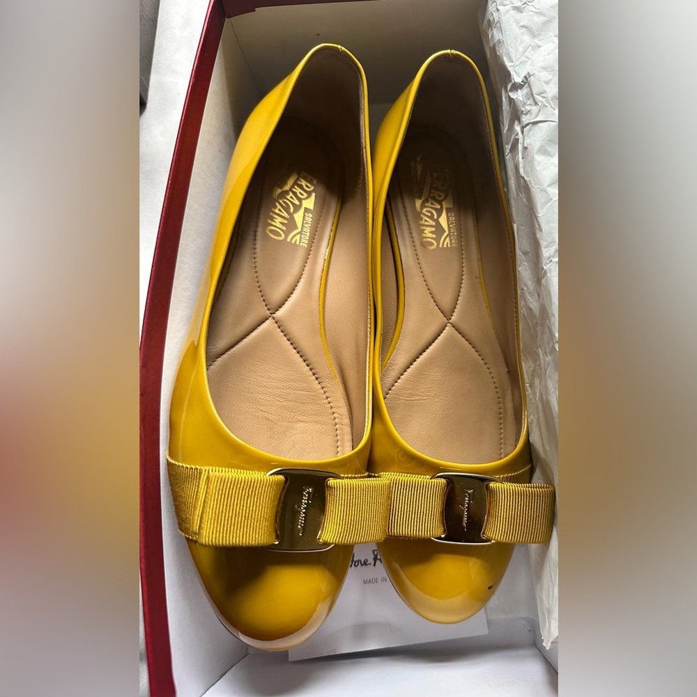 Salvatore Ferragamo Mustard Yellow Ballet Flats